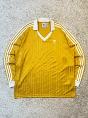 2XL レア) アディダス アディカラー ピケ フットボール ジャージ 長袖 Tシャツ マスタード