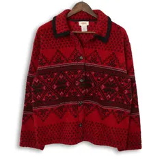 TALBOTS タルボット 秋冬 ノルディック柄★ ボア フリース ジャケット Sz.M　レディースのサムネイル