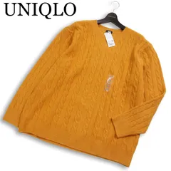 【新品 23AW】 UNIQLO ユニクロ 秋冬★ スフレヤーン ケーブル クルーネック ニット セーター Sz.3XL　メンズ 未使用 大きい