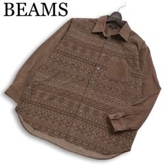 24AW★ BEAMS ビームス 秋冬 ニットプリント オーバーサイズ 長袖 コーデュロイ シャツ Sz.S メンズ