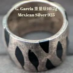 G. Garcia メキシカンシルバー シルバー925 リング 11号 10.2g 重量級 ゼブラインレイ Mexico スターリングシルバー ヴィンテージ
