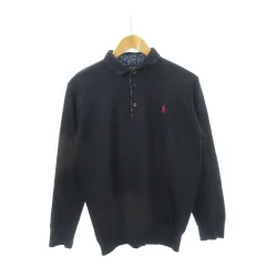 ポロ ラルフローレン POLO RALPH LAUREN ポロシャツ 長袖 ロゴ刺繍 コットン M 紺 ネイビー /AH21 ■GY19