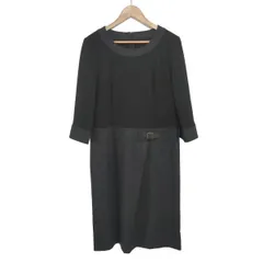 Leilian(レリアン) ワンピース サイズ13＋ S レディース - 黒×ダークグレー×ダークブラウン 長袖/ひざ丈