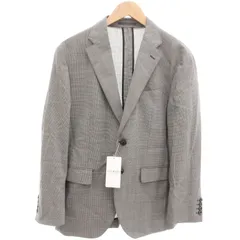 レミュー LES MUES タグ付き エアクール テーラードジャケット シングル 2B 総裏地 センターベント 千鳥格子柄 AB4 白 ホワイト 黒 ブラック C231K510 /KR