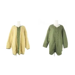 アングリッド UNGRID リバーシブル ボアジャケット ノーカラー ビッグシルエット M 茶 ブラウン 緑 カーキ /AO5 ■GY99