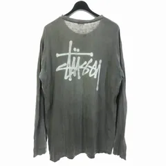 ステューシー STUSSY Tシャツ カットソー 長袖 ロングスリーブ ワンポイントロゴ バックプリント L グレー