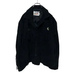 【Excelled】 USA製 本革 ウエスタン フリンジ レザージャケット オープンカラー 開襟 MADE IN USA ライダース バイカー レーシング 無地 ネイティブ 民族 S-4063