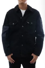 エイケイエム／AKM トラッカージャケット Gジャン 3rd JKT アウター メンズ 男性 男性用 コットン 綿 キャンバス ブラック 黒  B298 PATCHWORK BOA 3RD ストレッチ デニム ヴィンテージ加工 ボア