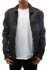 アルマーニ／EMPORIO ARMANI シングルライダース ジャケット JKT アウター メンズ 男性 男性用 レザー 革 本革 オリーブ カーキ  L1B18P L1P17 ヴィンテージ加工