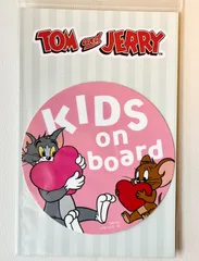 トムとジェリー ビッグサイズステッカー KIDS on board ハート TOM and JERRY 車 キャラ グッズ TMJ035