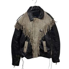 【SHAF】 3Mシンサレート 中綿入り フリンジ ウエスタン 本革 レザージャケット ライダース バイカー レーシング ネイティブ 民族 Thinsulate S-4069