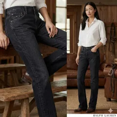 RALPH LAUREN ラルフローレン【7】ダメージデニム ジーンズ 黒 美品