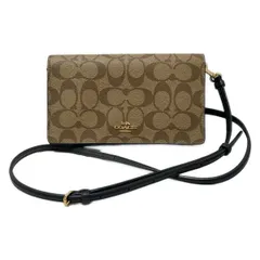 COACH(コーチ) 財布 シグネチャー柄 C7354 カーキ×黒 レザー