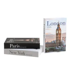 [COZENTA] ダミーブック フェイクブック 3冊セット 組立式/崩れない 撮影小物 インテリア 洋書 (E) [E]