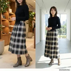 SWINSWING【40】ロングプリーツスカート ウエストゴム 日本製 L