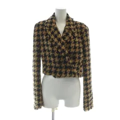 ザラ ZARA ツイードジャケット テーラード タグ付き 長袖 ダブル ロゴ 総裏地 M 黒 ブラック 茶 ブラウン ■GY99 /MQ