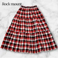 【希少 USA製】Rockmount Ranch Wear チェック プリーツスカート 赤黒 バッファロー ロックマウント ウエストゴム レディース ティアード