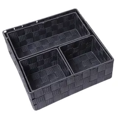 ideamall 小物収納ボックス 編み おしゃれ かご 卓上 バスケット 4サイズセット (グレー) [グレー]