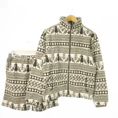 コロンビア Columbia セットアップ 2点セット フリース ジャケット ジップアップ ショートパンツ ノルディック柄 総柄 アウトドア S 茶 ブラウン /AO6 ■GY01