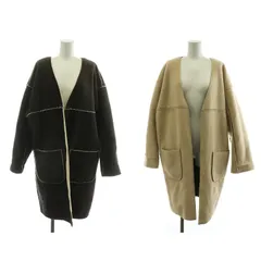 フリークスストア FREAKS STORE リバーシブルノーカラーコート コーデュロイ ボア アウター ロング F ブラウン ベージュ 203-3520 /NQ ■MT