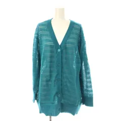 アズールバイマウジー AZUL by moussy カーディガン M ターコイズ Vネック 長袖 透かし編み /LP ■GY61