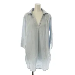 エヌナチュラルビューティーベーシック N.Natural Beauty Basic*  シャツワンピース ひざ丈 M 水色 ライトブルー Vネック 襟付き 長袖 /LP ■GY61