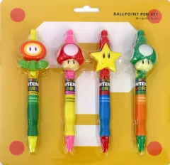 【中古】ペン ファイアフラワー＆スーパーキノコ＆スーパースター＆1UPキノコ ボールペンセット 「スーパーマリオ」 ユニバーサル・スタジオ・ジャパン スーパーニンテンドーワールド限定