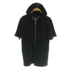 コムサメン COMME CA MEN 半袖パーカー ジップアップ 総柄 M ブラック /MY ■OS ■GY61