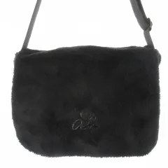 アニエスベー agnes b. ファーショルダーバッグ クロスボディ ロゴ ハート 黒 ブラック /CK5 ■GY11