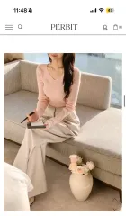 perbit パーソナルカラー レディース 華奢 Vネック 鎖骨ニット バレリーナピンク