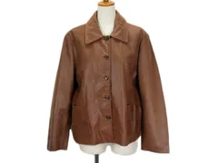 エディーバウアー EDDIE BAUER ジャケット ステンカラー レザー 牛革 L 茶 ブラウン