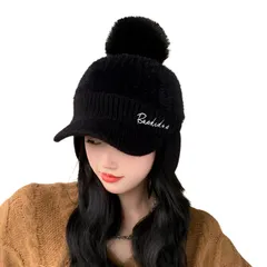 特価 ニット帽 レディース 秋冬 ニット帽子 耳あて付【つば付きニット帽・裏起毛二重保温・肌に優しい】 ニットキャップ おしゃれ かわいい [Luvian] 厚手 防寒帽子 防寒防風 小顔効果 締め付け感ゼロ ハット レディース 通勤通学
