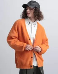 HARE JPN ハレ オーバーサイズ チュール シャギーニット カーディガン オレンジ M 105