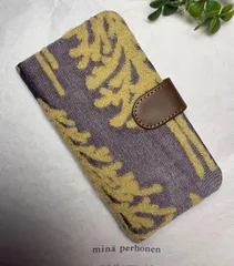 【現品限り】iPhone15proケース手帳型＊ミナペルホネンmetsä　yellow