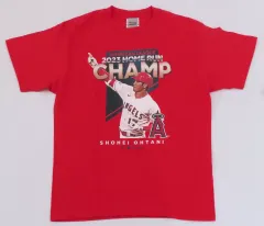 【中古】Tシャツ 大谷翔平#17(ロサンゼルス・エンゼルス) Tシャツ レッド Sサイズ 2023アメリカンリーグホームラン王獲得 記念グッズ