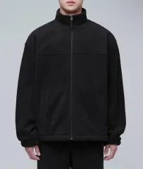 オーバーサイズ タートルネック フリース ハイネック ジャケット ブラック