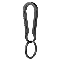 TIMULTI チタン キーホルダー 小型 カラビナ クリップ メンズ クイックリリース キーフック 取付簡単 頑丈 シンプル 軽量 キーチェーン 鍵 車 バックパックやベルトループ用に (ブラック/カラビナLサイズ1個＋キーリング1個)
