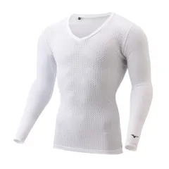[ミズノ] ゴルフウェア インナー ドライエアロフロー Vネックシャツ 長袖 高通気 ストレッチ E2MJ2007 メンズ ホワイト XL [ホワイト] [XL]
