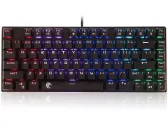 【中古】PCハード E-YOOSO 青軸 81キー Super Scholar RGBメカニカルキーボード(ブラック)[Z-88]