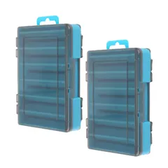 RYUBOF ルアーケース ワームケース ジグケース 釣り道具収納 両面 収納ボックス 小型 2個セット メタルジグケース 仕掛け整理ボックス コンパクト 釣具入れ (ブルー) [ブルー]