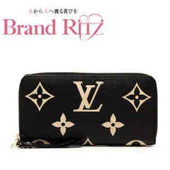 中古 ルイ ヴィトン モノグラム アンプラント ジッピー ウォレット ラウンドファスナー 長財布 M80481 レザー ABランク ノワール ブラック ベージュ レディース LOUIS VUITTON 【送料無料】【名谷店】