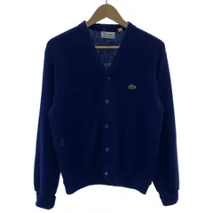 IZOD LACOSTE　カーディガン　70s vintage　70年代　OLD　長袖　ニット　Vネック　フルボタン　無地　ワンポイント　クロコダイル　刺しゅう　古着