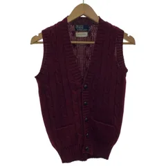 POLO by RALPH LAUREN　ベスト　レイヤード　Vネック　フルボタン　無地　ケーブル編み　古着