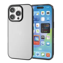 エレコム iPhone 16 Pro ケース クリア 薄型 メタリック フレーム ソフト TPU ワイヤレス充電対応 メタリックブラック PM-A24CUCTMBK