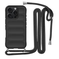 iPhone 16 Pro Max 用 ケース ネックストラップ 耐衝撃 肩掛け 斜めかけ 首掛け 縄掛け カバー アイフォン16ProMax 用 スマホケース シリコン TPU ストラップ付き 軽量 長さ調整可能 取り外し可能 指紋防止 落下防止 衝撃吸収