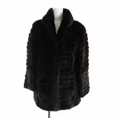 ノーブランド品 毛皮コート ミンクファー 長袖 総裏地 ミドル 11 L 茶 ブラウン ■GY18 /MQ