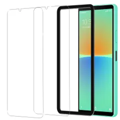 HUAKE xperia 10 iv ガラス保護フィルム【(2枚)ガラスフィルム +ガイド枠付き】ガラスフィルム XPERIA 10 iv SO-52C SOG07 用 国産硝子素材製 強化 ガラス 指紋防止 液晶 保護 エクスペリア10 ivフィルム