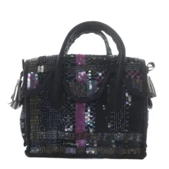 カービングトライブス グレースコンチネンタル CARVING TRIBES トートバッグ ハンドバッグ スパンコール ビーズ 刺繍 レザー ブラック /YO3