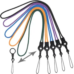 [AMUU] ネックストラップ リング 丸紐 首掛けストラップ リングストラップ ワンタッチ着脱 携帯ストラップ 吊下げひも ナイロン製 IDカードホルダー スマホ お財布 キー 用 アソートカラー 5個入り(黒、紫、青、オレンジ、深緑)