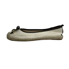 MICHAEL KORS(マイケルコース) フラットシューズ 7M レディース - アイボリー×ダークブラウン リボン/エスパドリーユ レザー